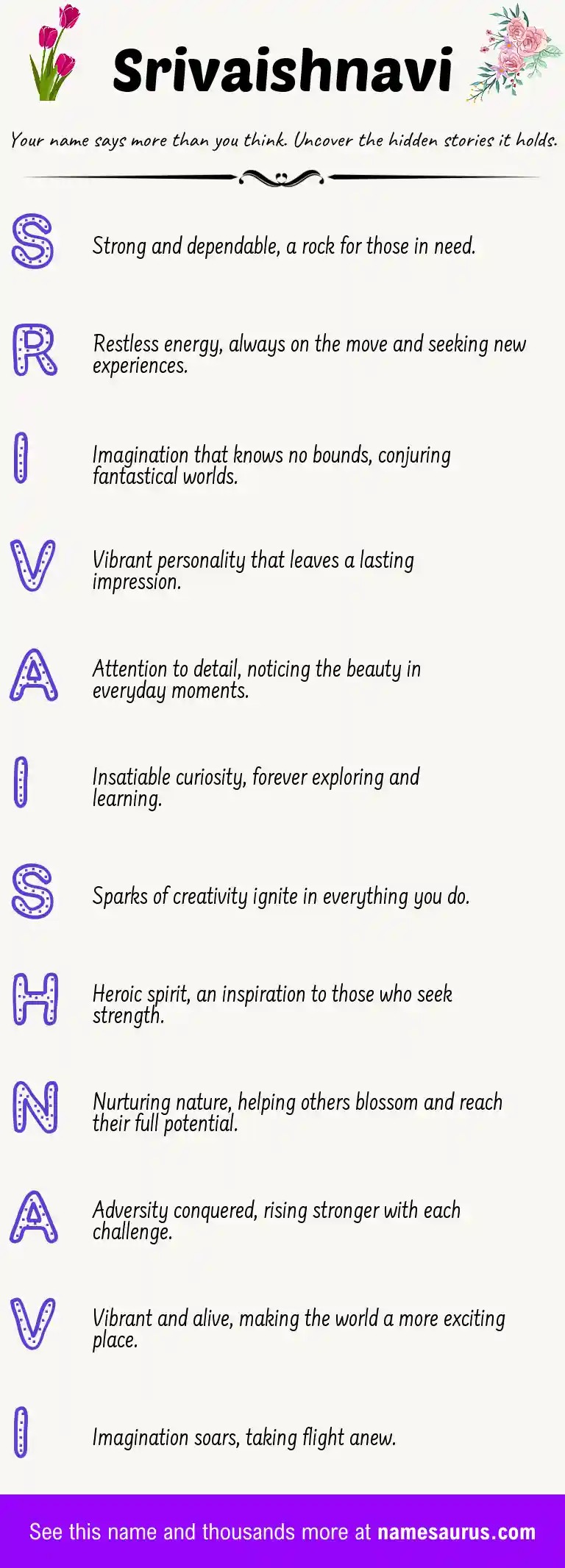 Acrostic poem about Srivaishnavi.