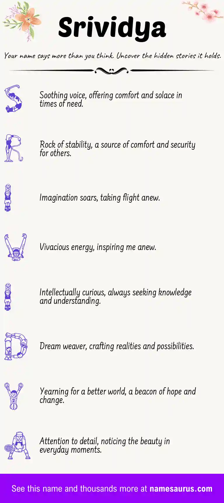Acrostic poem about Srividya.