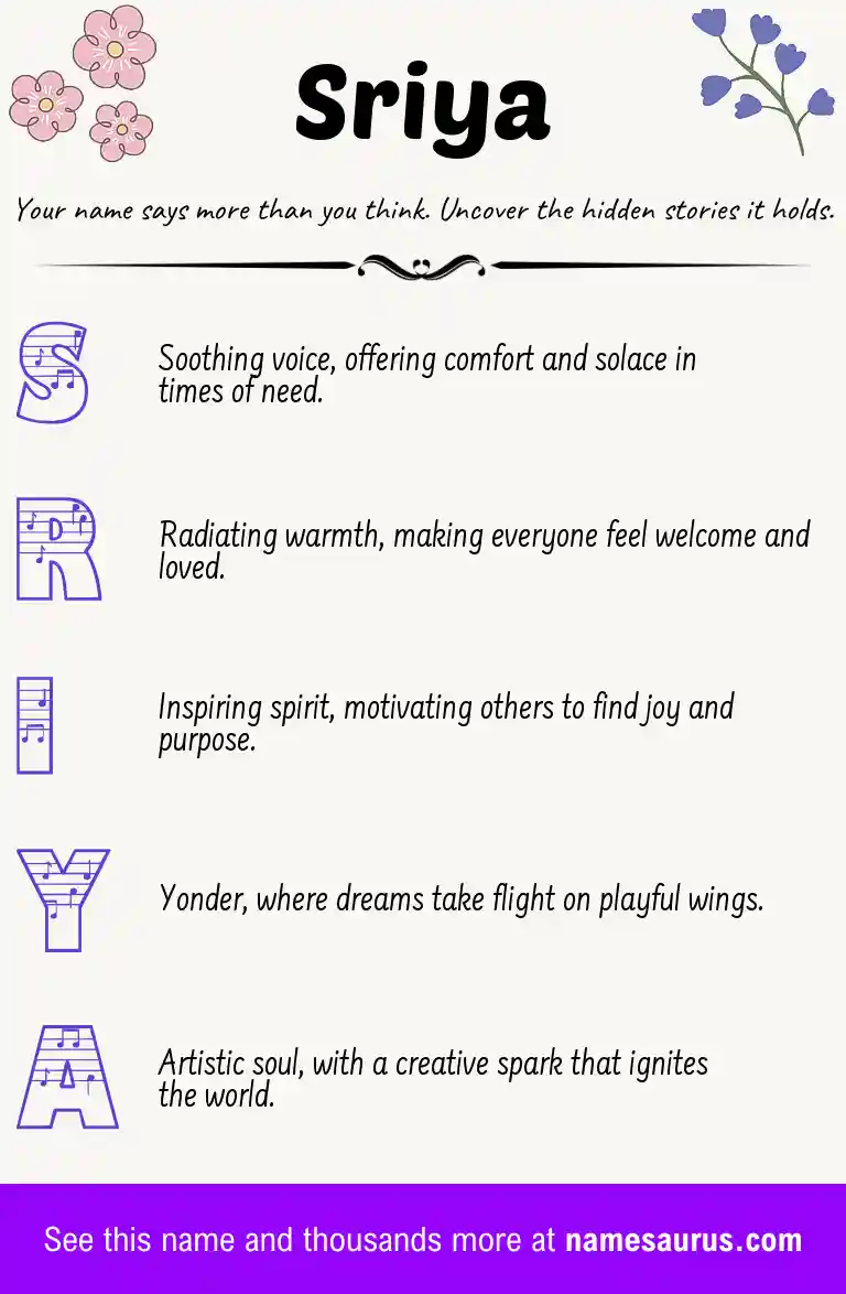 Acrostic poem about Sriya.