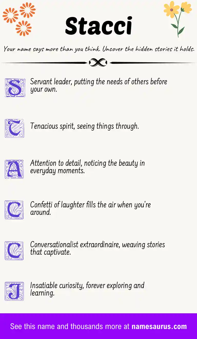 Acrostic poem about Stacci.