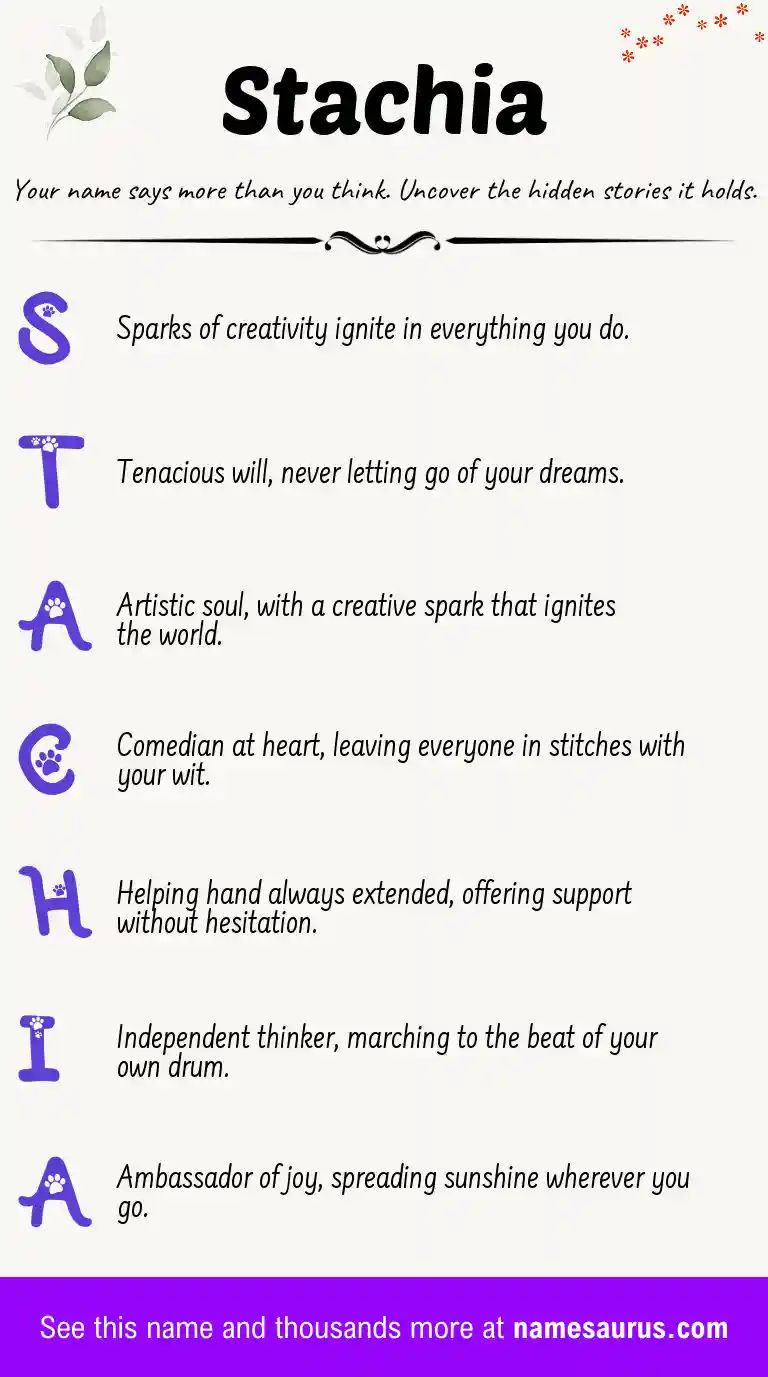 Acrostic poem about Stachia.