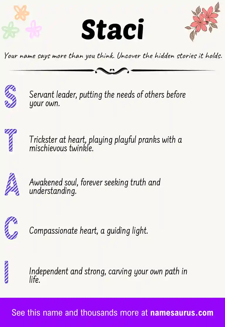 Acrostic poem about Staci.