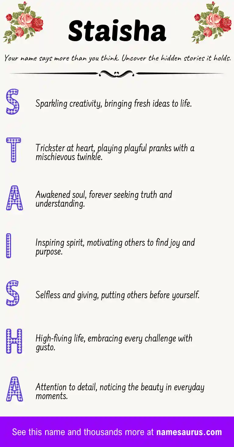 Acrostic poem about Staisha.