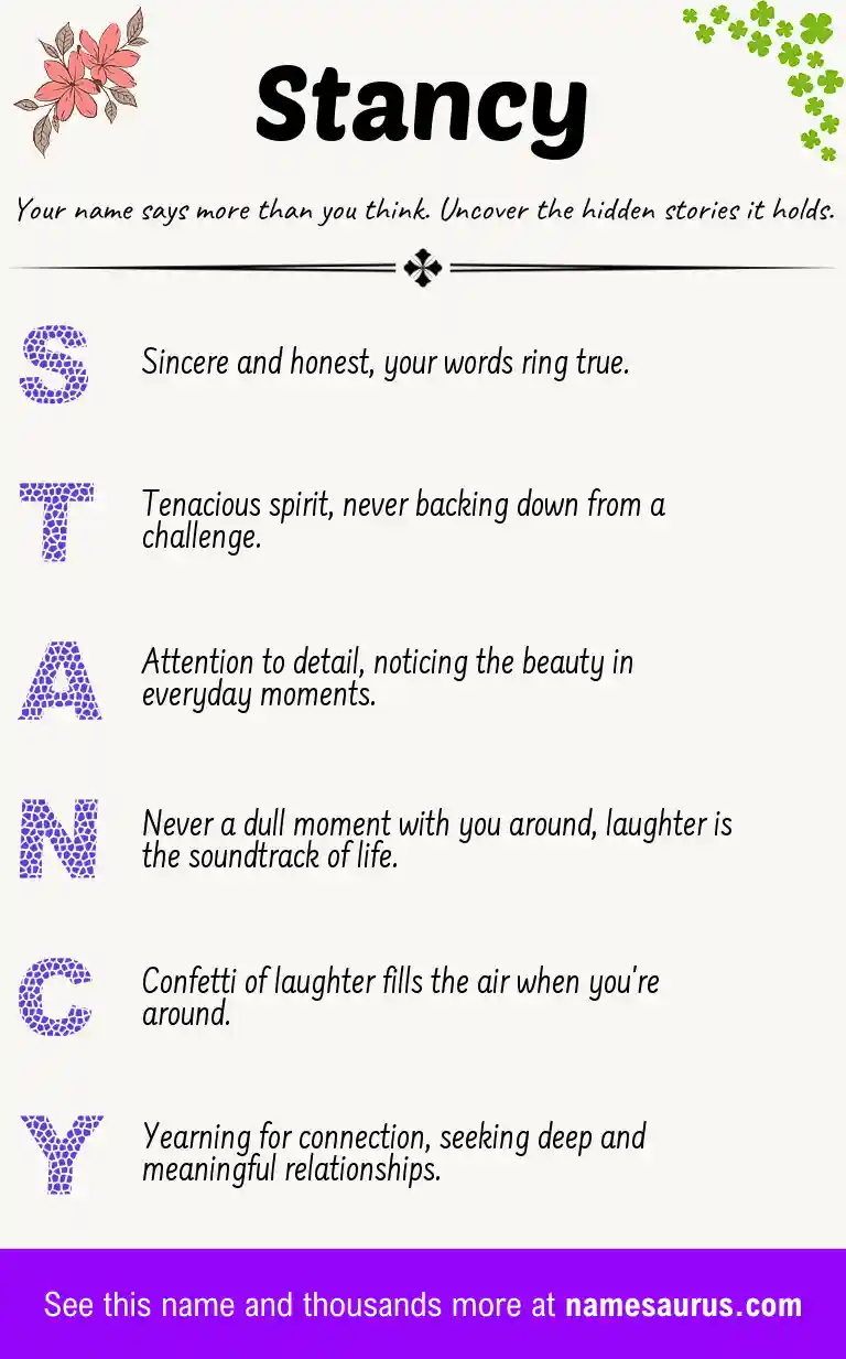 Acrostic poem about Stancy.