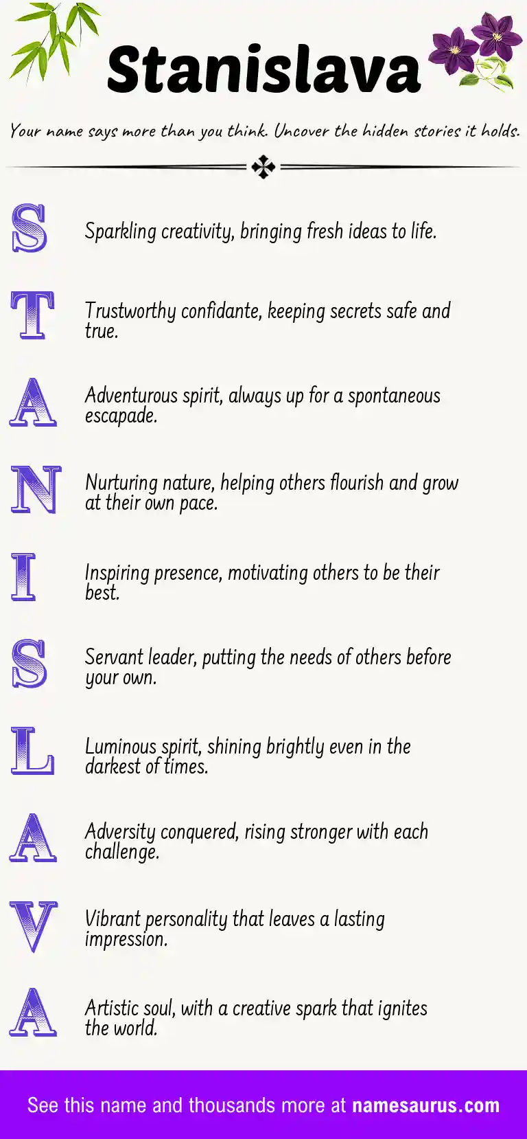 Acrostic poem about Stanislava.