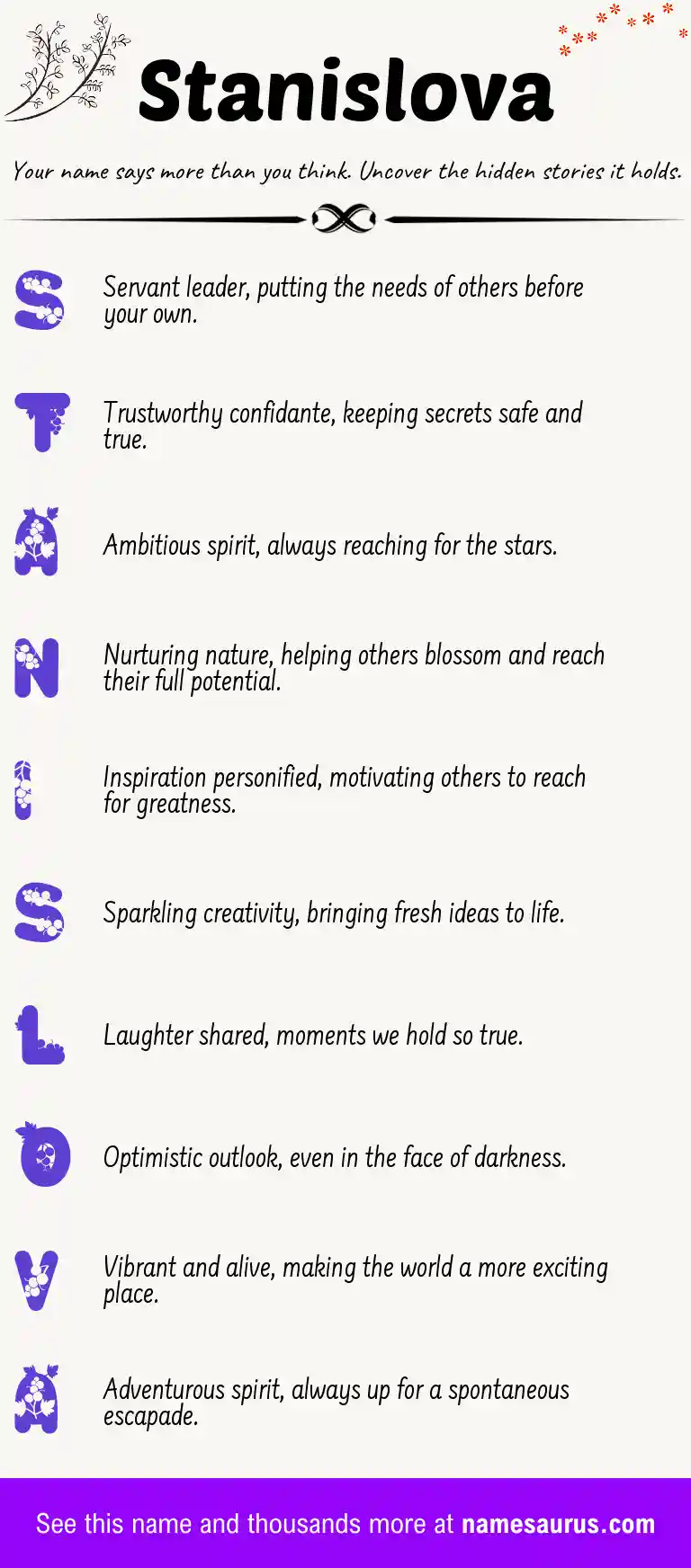 Acrostic poem about Stanislova.