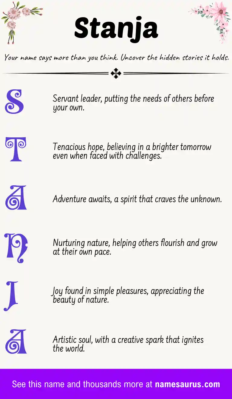 Acrostic poem about Stanja.