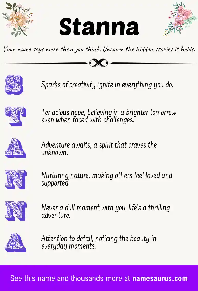 Acrostic poem about Stanna.