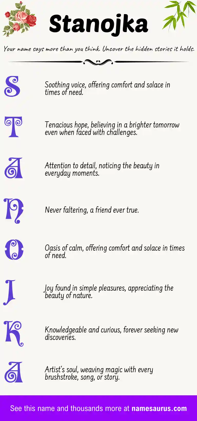 Acrostic poem about Stanojka.