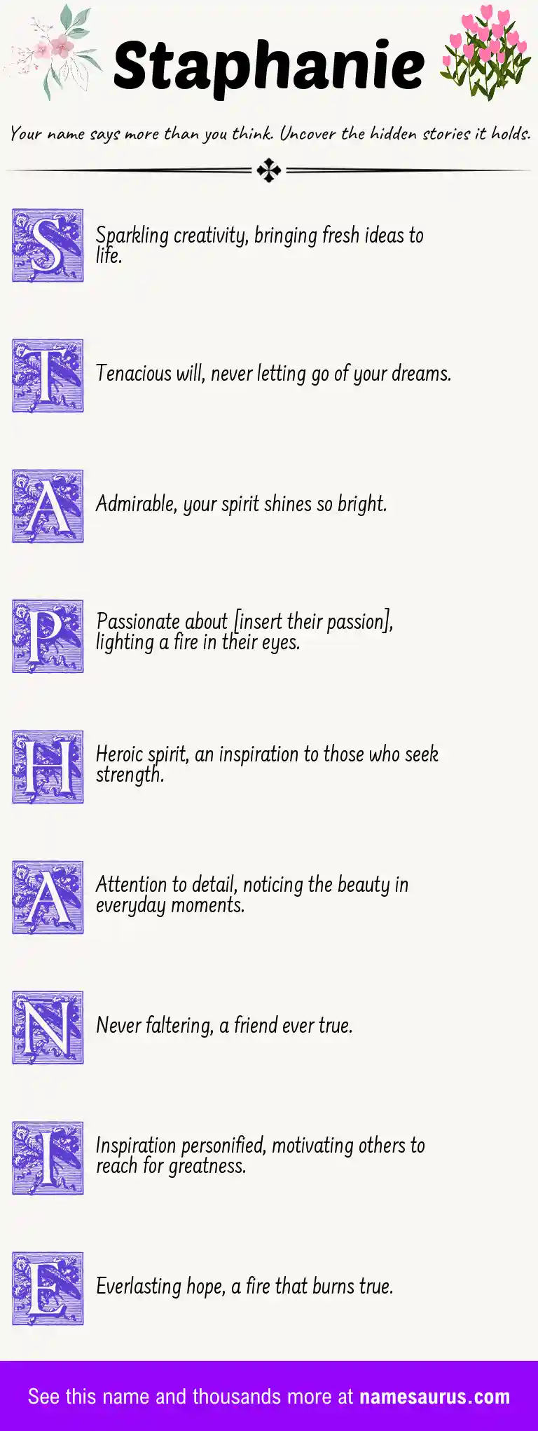 Acrostic poem about Staphanie.