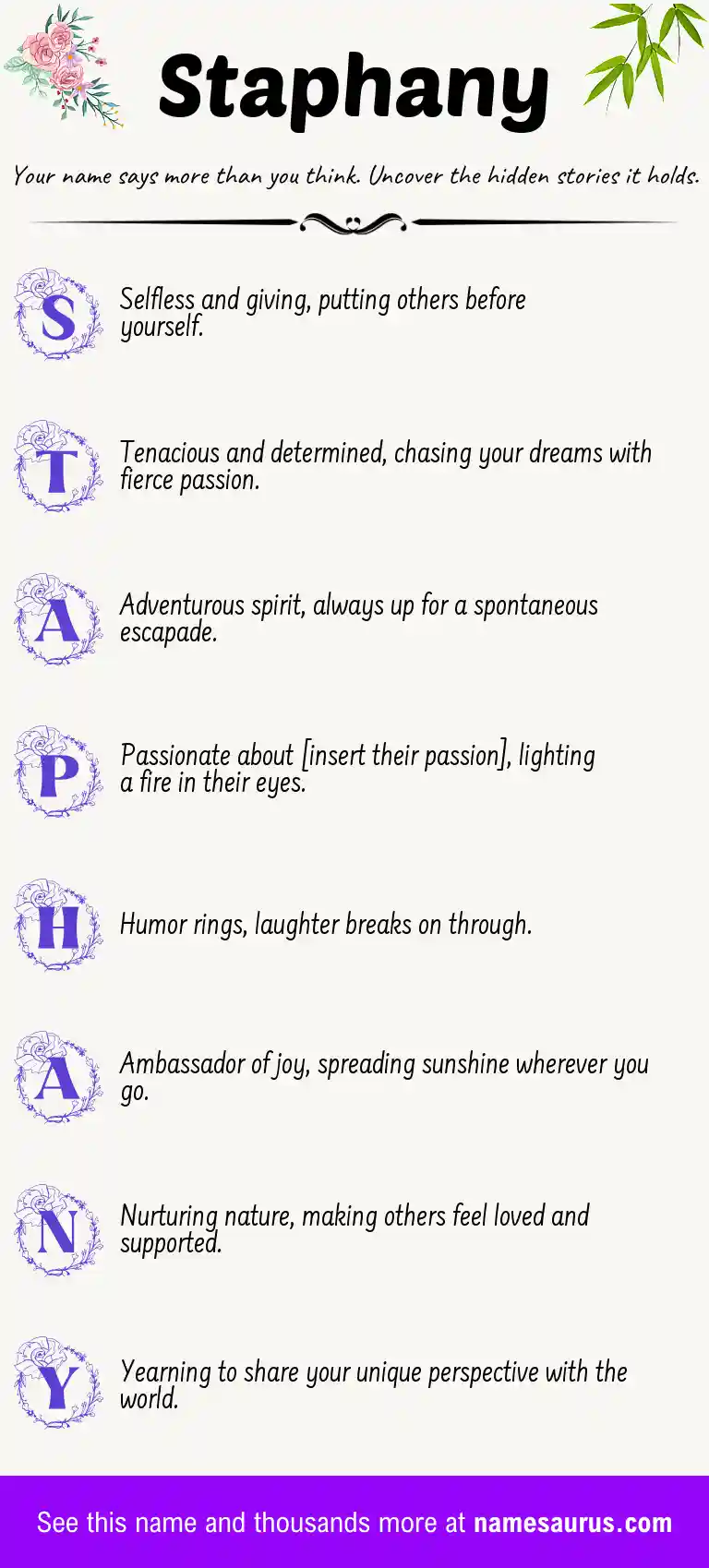 Acrostic poem about Staphany.