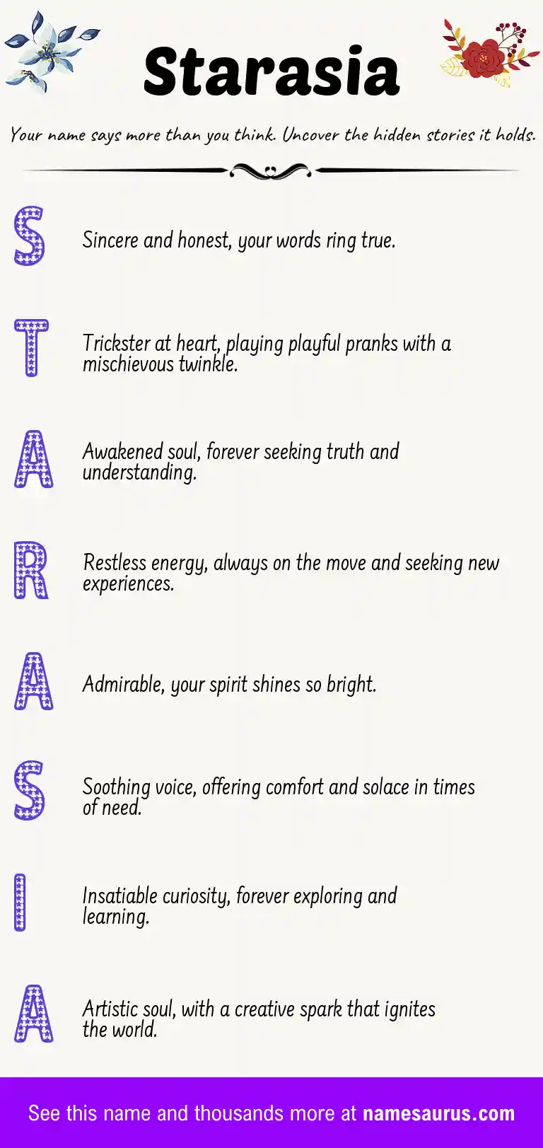 Acrostic poem about Starasia.