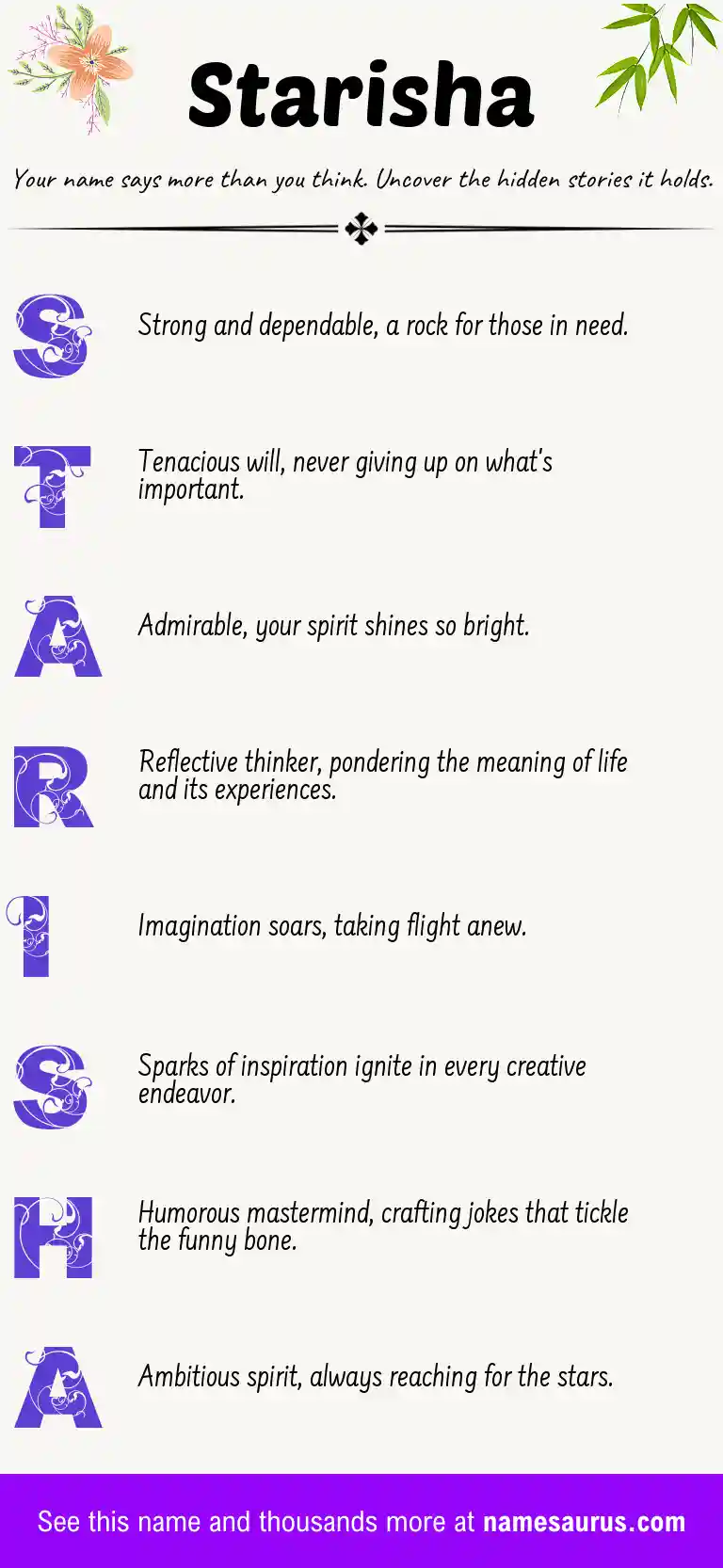 Acrostic poem about Starisha.