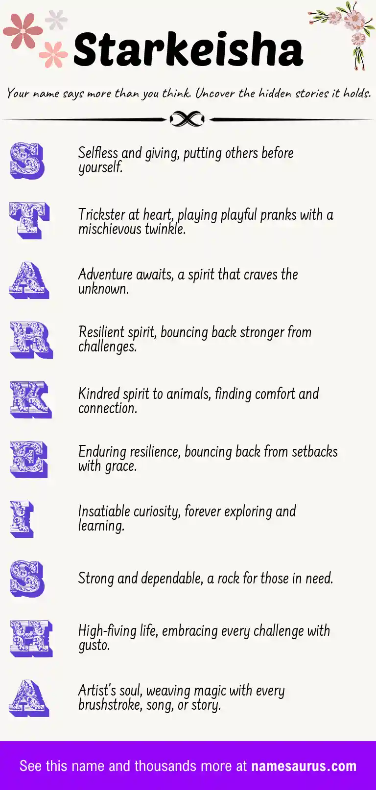 Acrostic poem about Starkeisha.