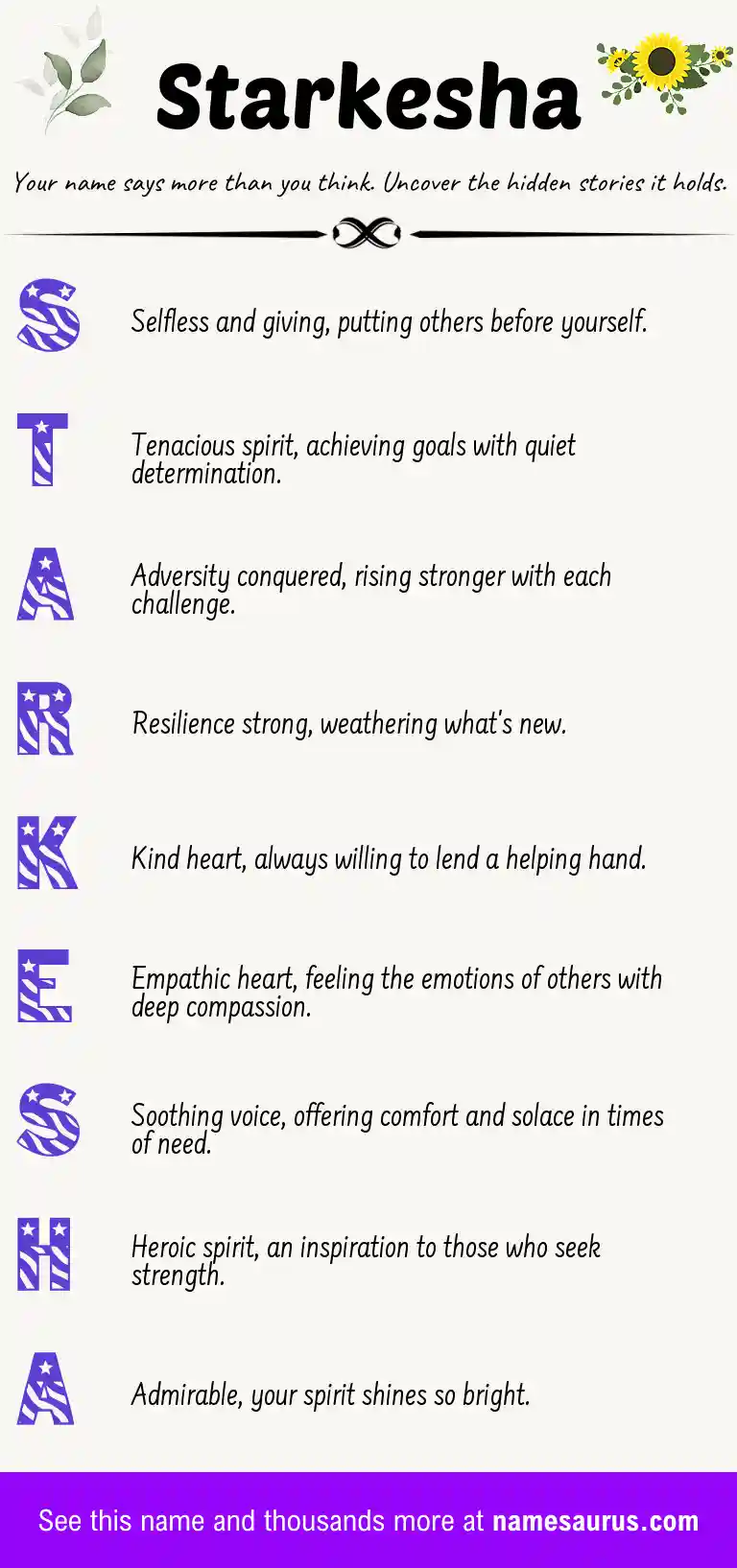 Acrostic poem about Starkesha.