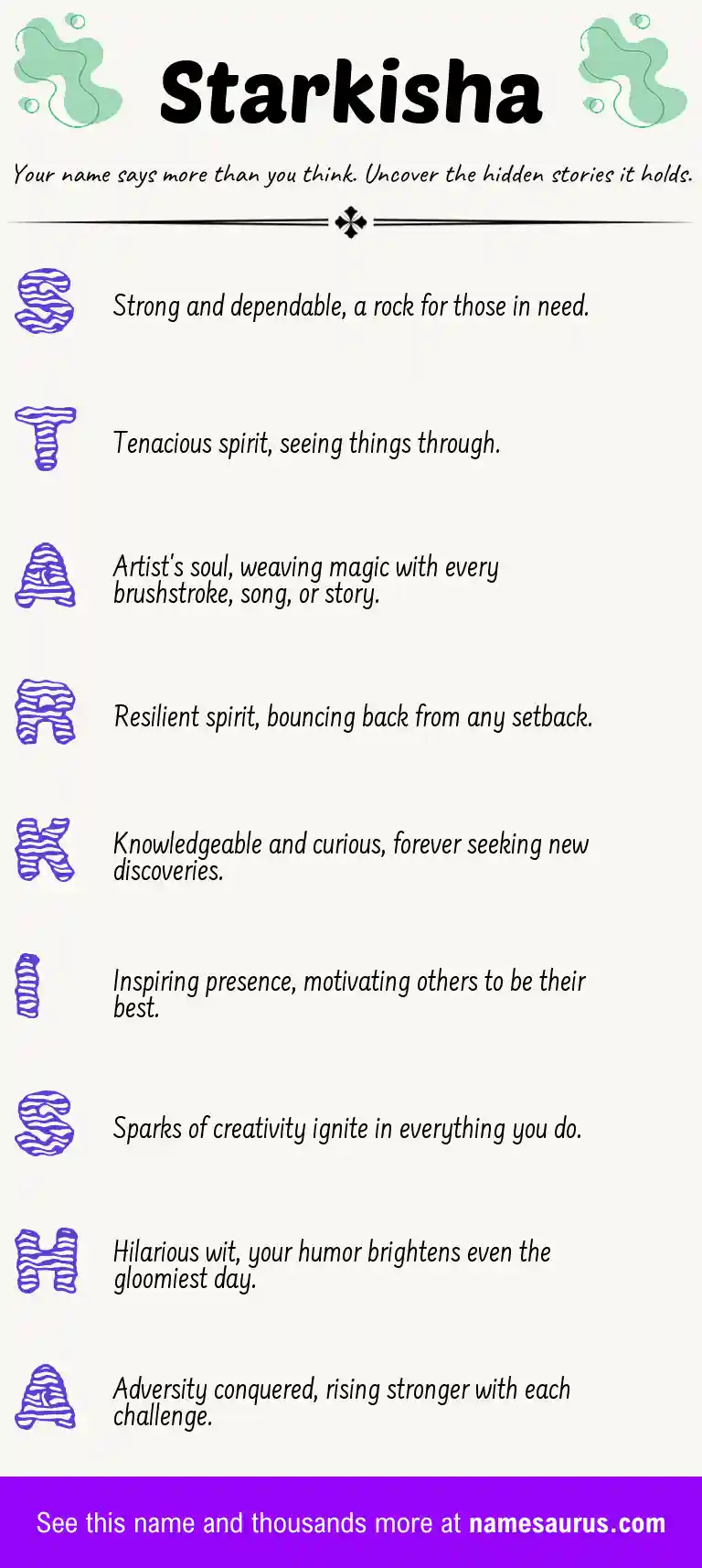 Acrostic poem about Starkisha.