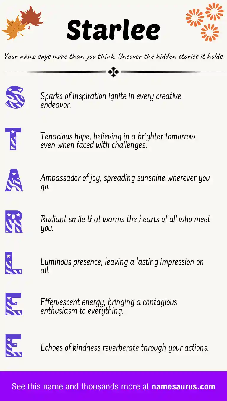Acrostic poem about Starlee.