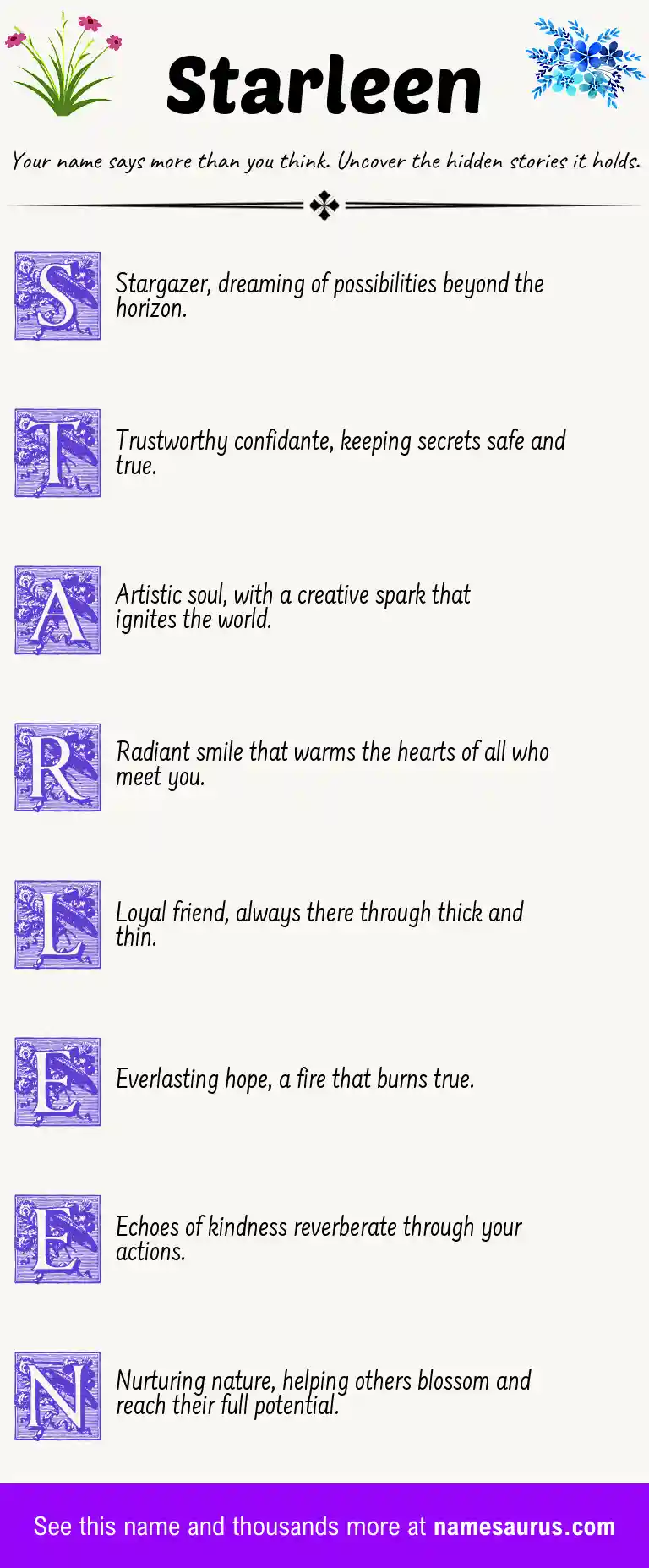 Acrostic poem about Starleen.