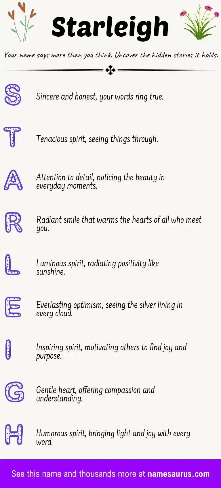 Acrostic poem about Starleigh.