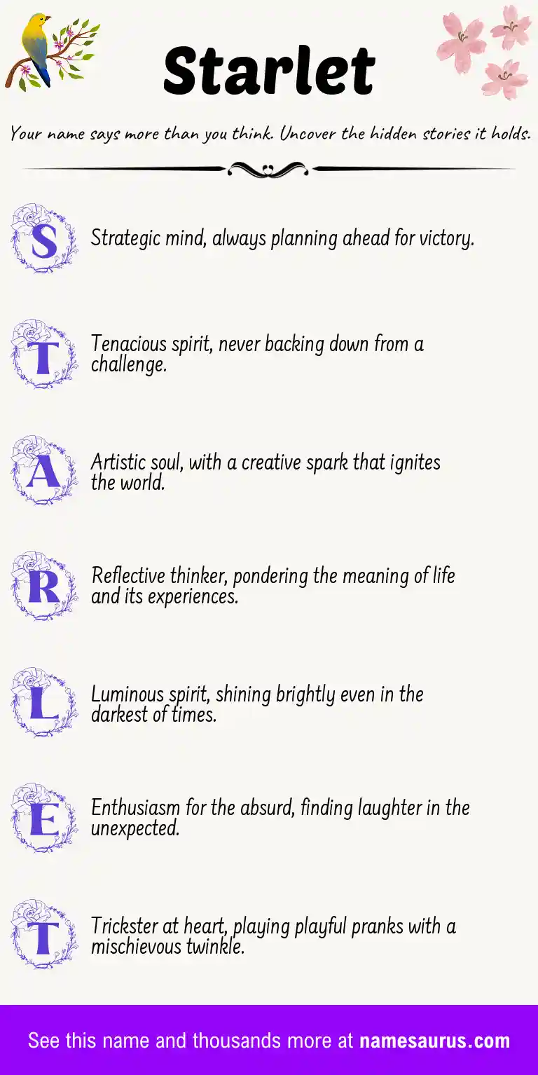 Acrostic poem about Starlet.