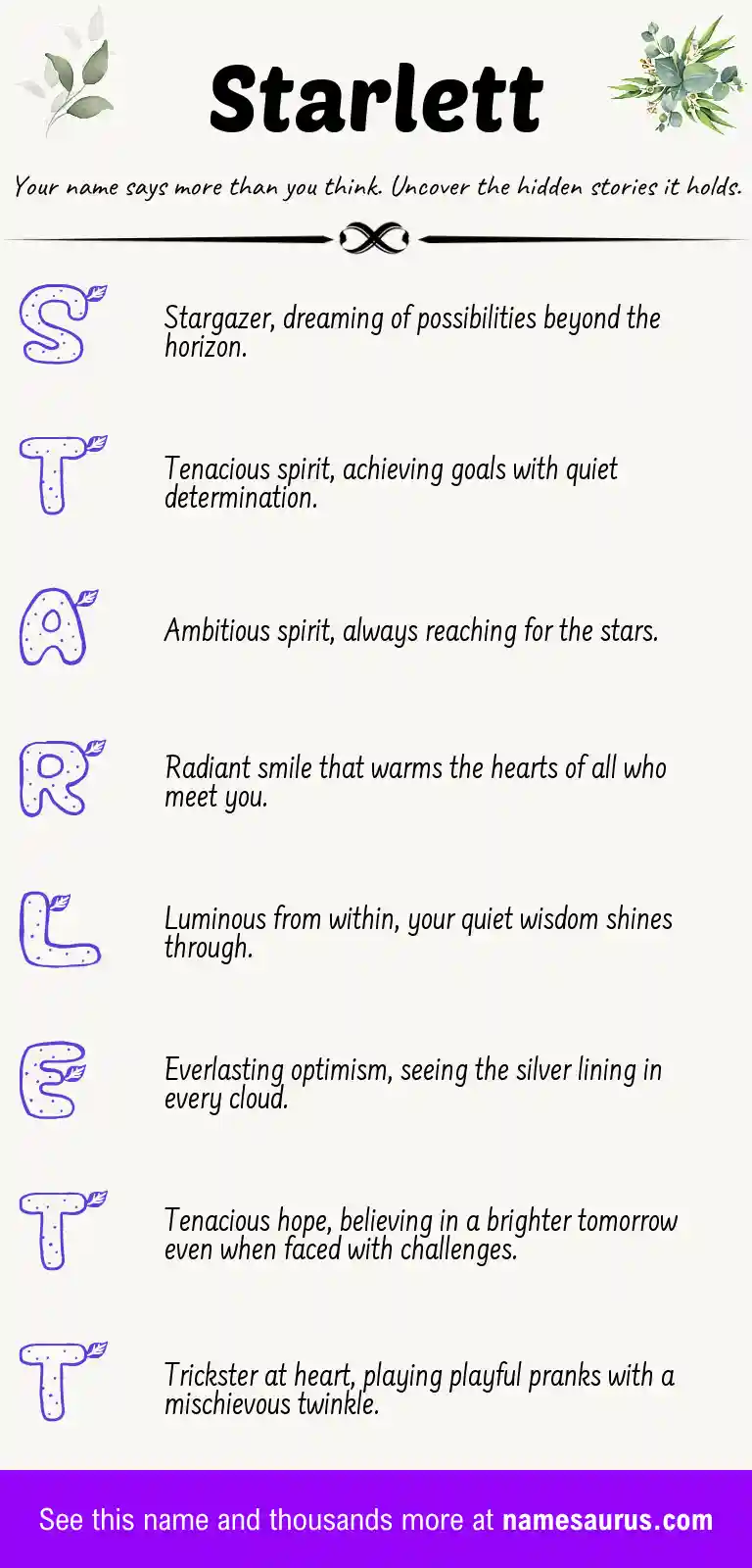 Acrostic poem about Starlett.