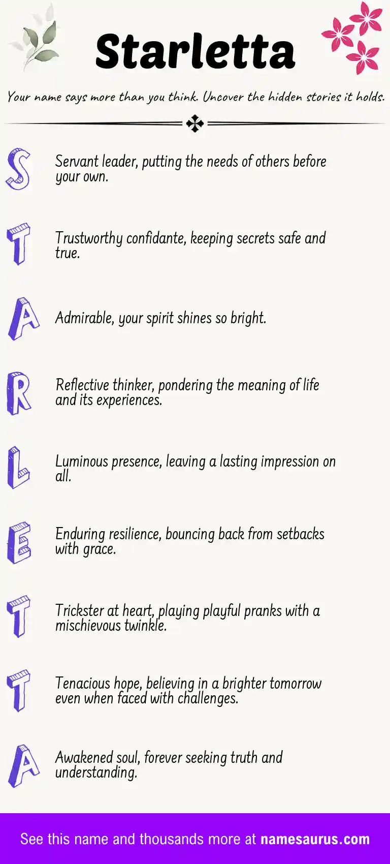 Acrostic poem about Starletta.