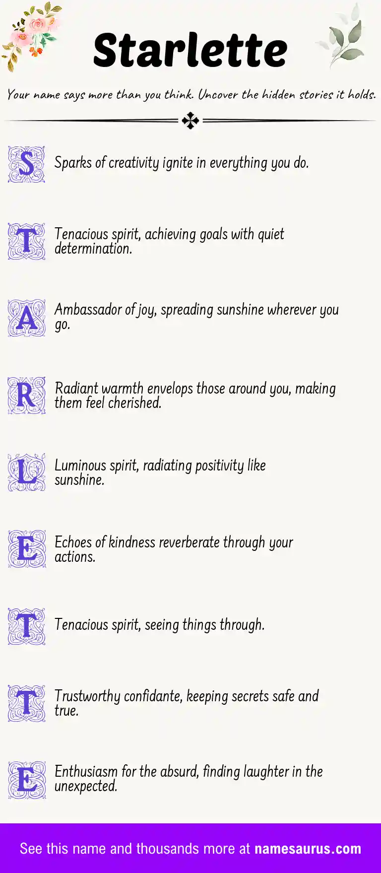 Acrostic poem about Starlette.