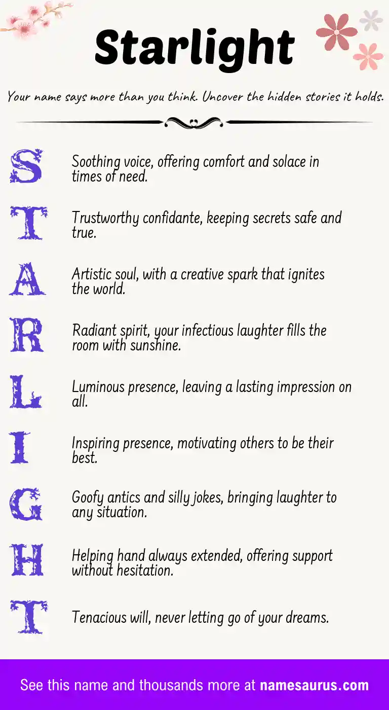 Acrostic poem about Starlight.