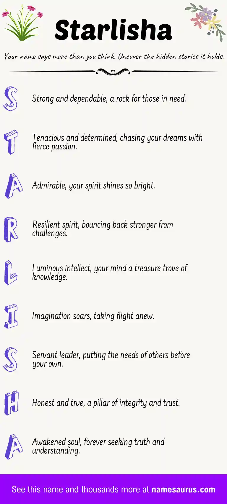 Acrostic poem about Starlisha.