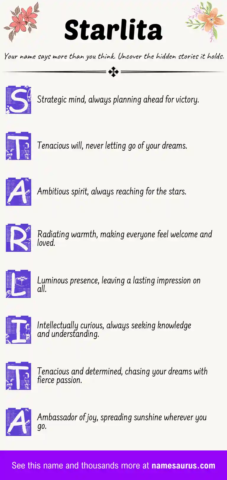 Acrostic poem about Starlita.