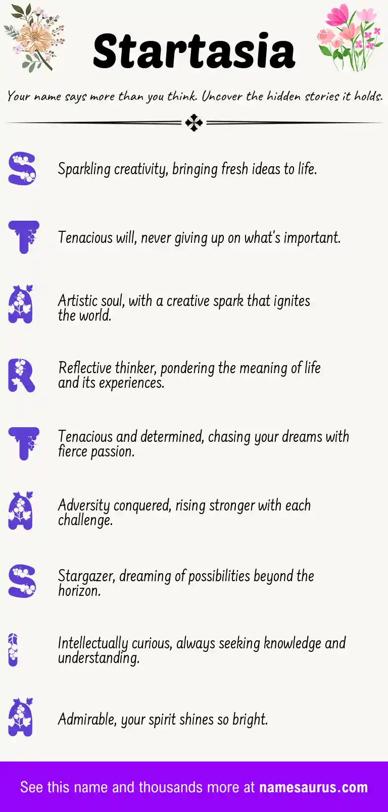 Acrostic poem about Startasia.