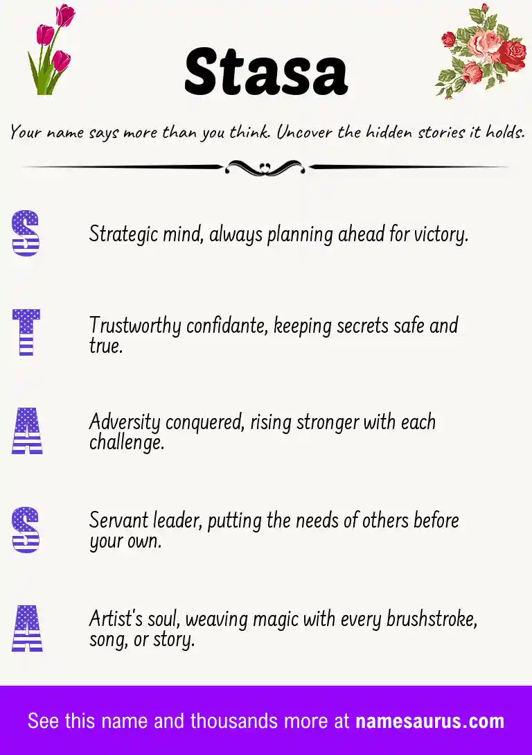 Acrostic poem about Stasa.