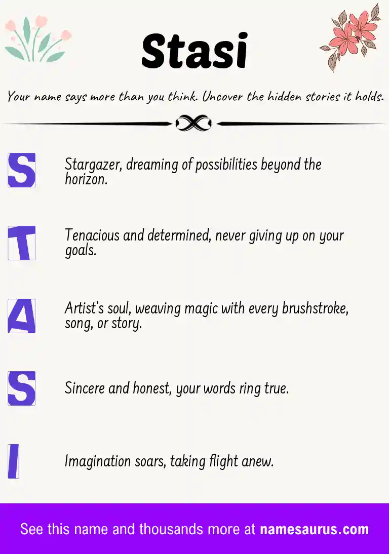 Acrostic poem about Stasi.