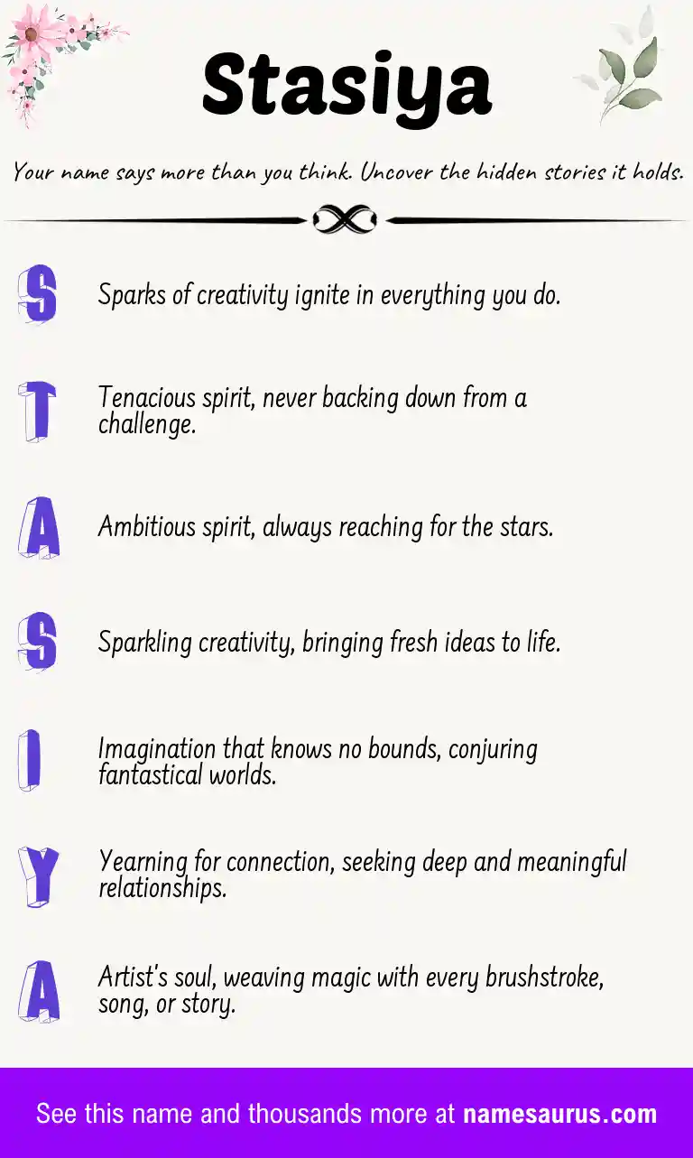 Acrostic poem about Stasiya.