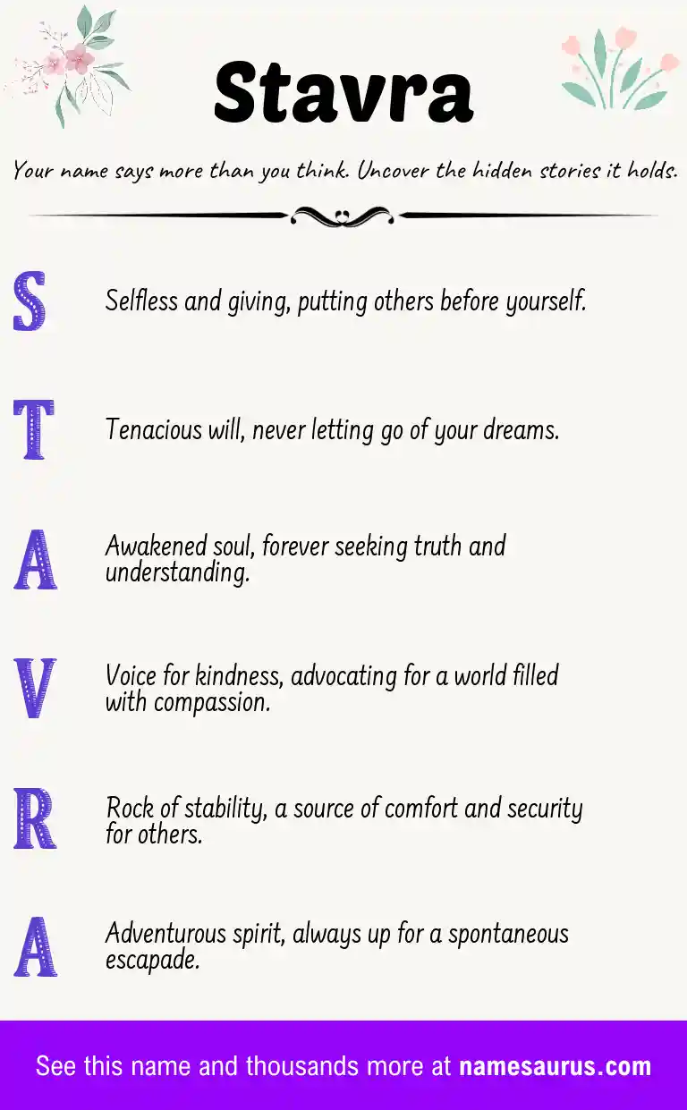 Acrostic poem about Stavra.