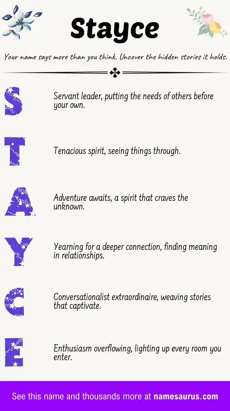 Acrostic poem about Stayce.