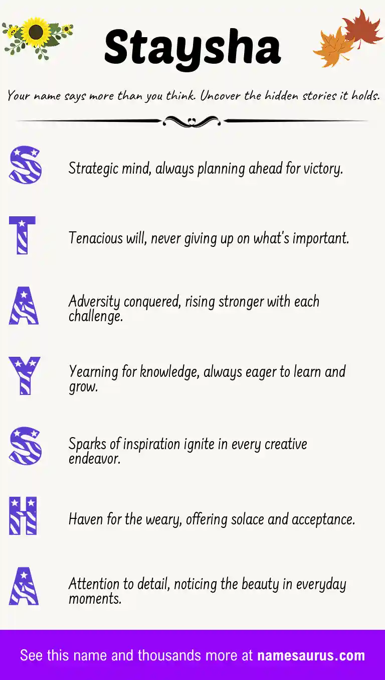 Acrostic poem about Staysha.