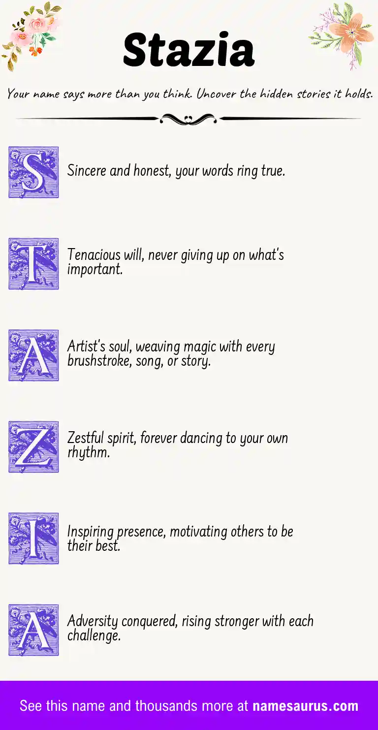 Acrostic poem about Stazia.