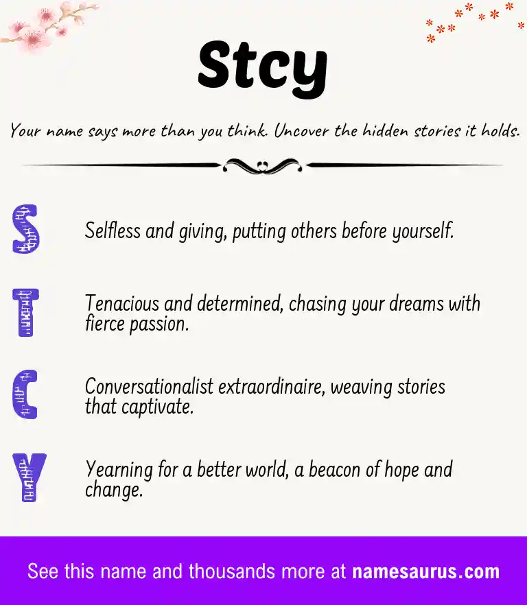 Acrostic poem about Stcy.