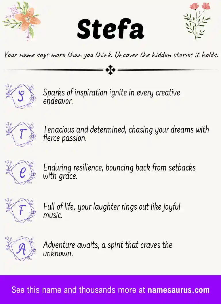 Acrostic poem about Stefa.