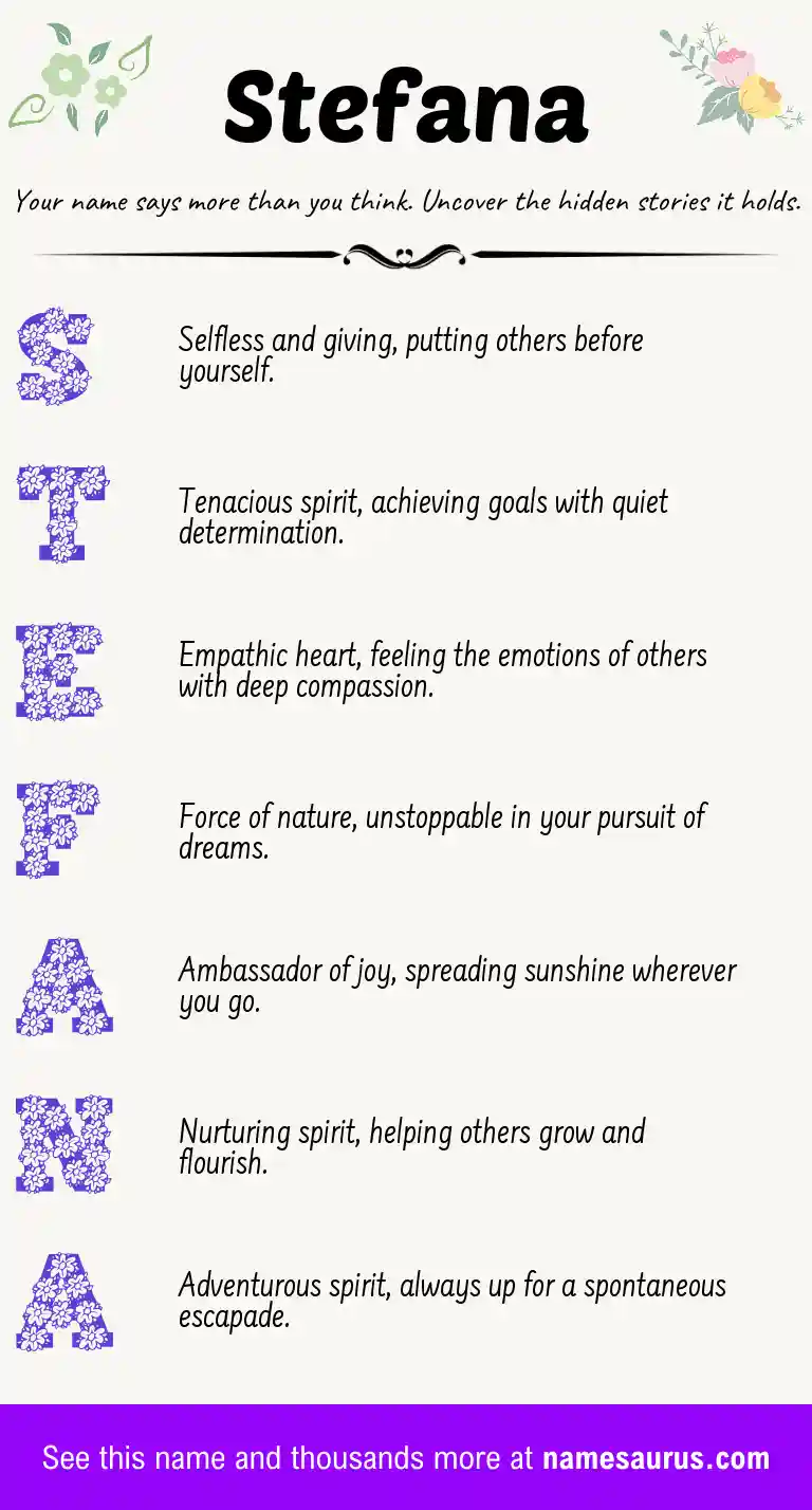 Acrostic poem about Stefana.