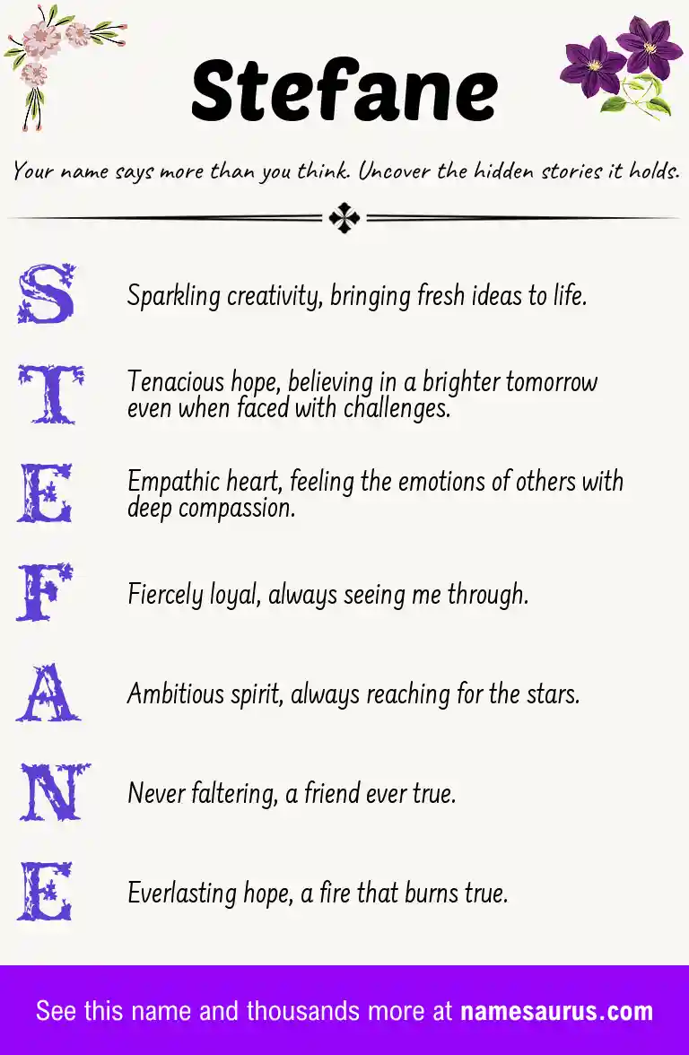 Acrostic poem about Stefane.