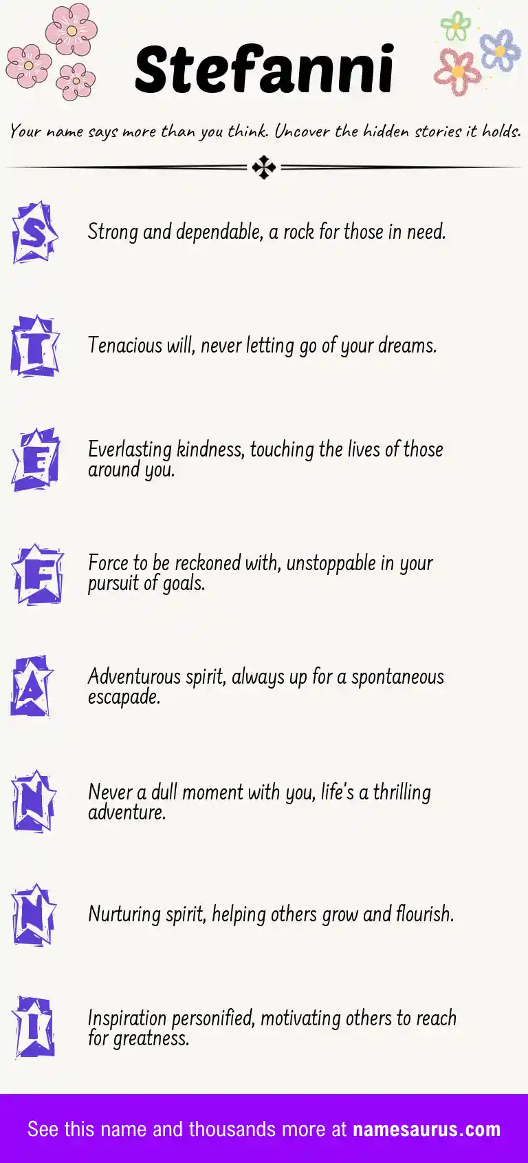 Acrostic poem about Stefanni.