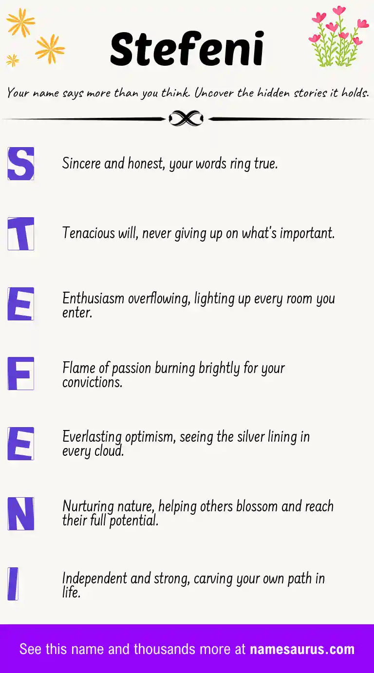Acrostic poem about Stefeni.