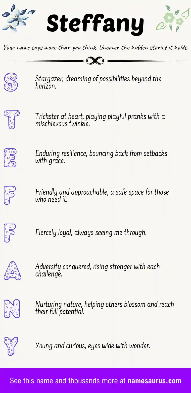 Acrostic poem about Steffany.