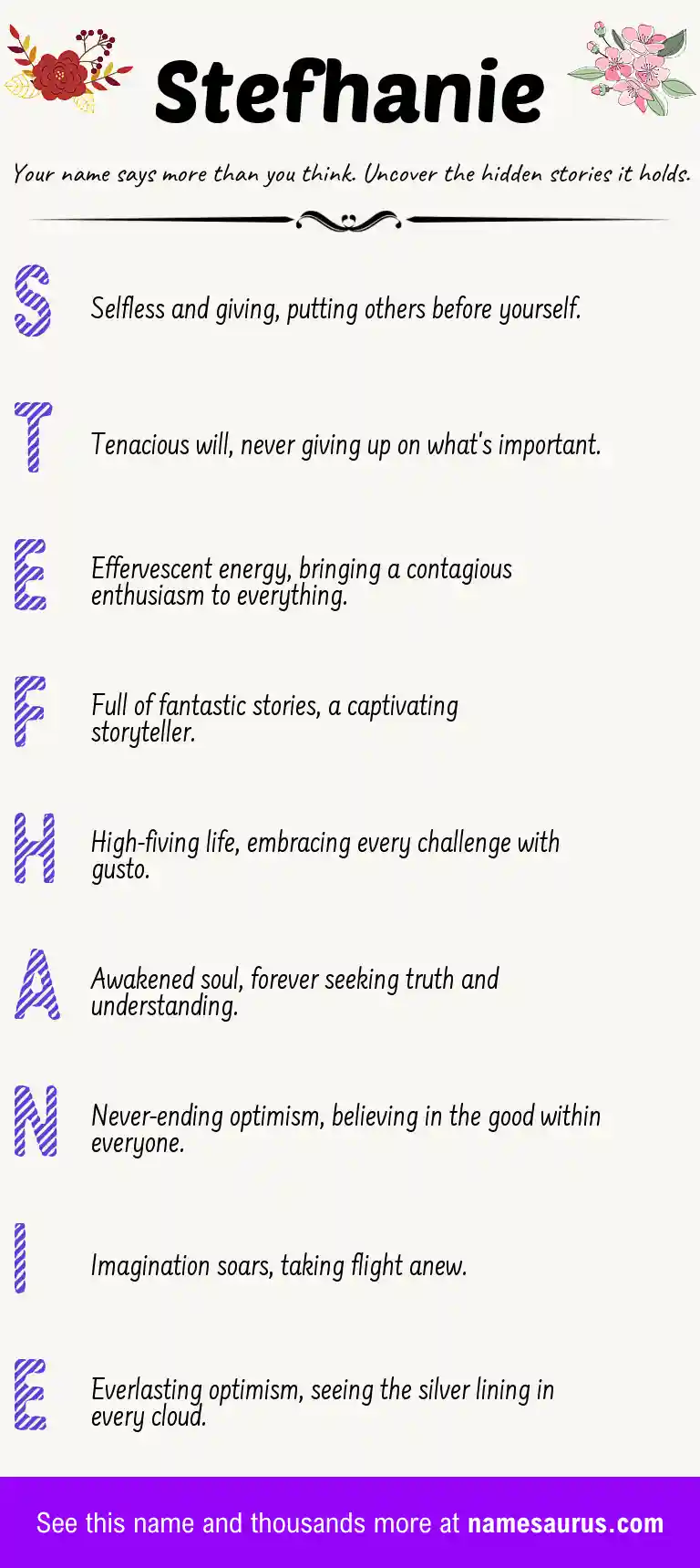Acrostic poem about Stefhanie.
