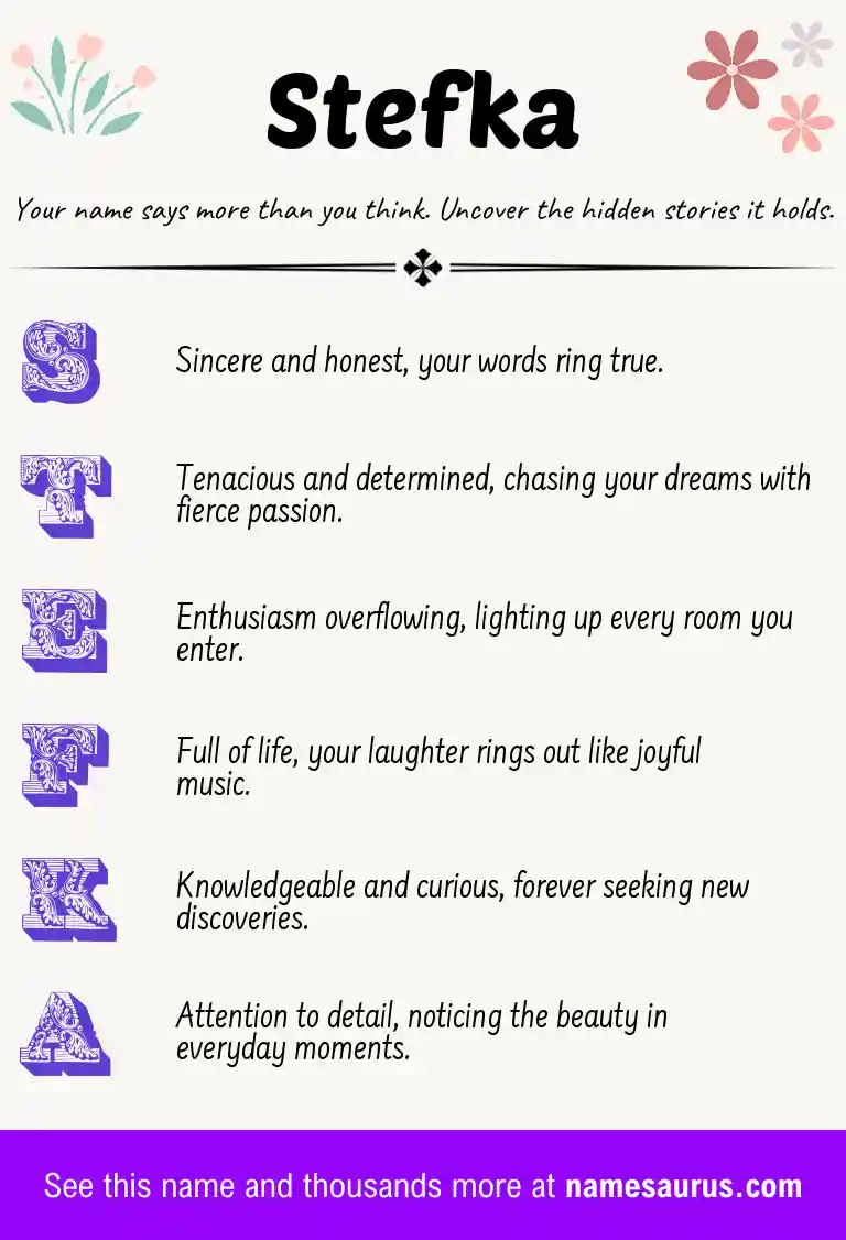 Acrostic poem about Stefka.