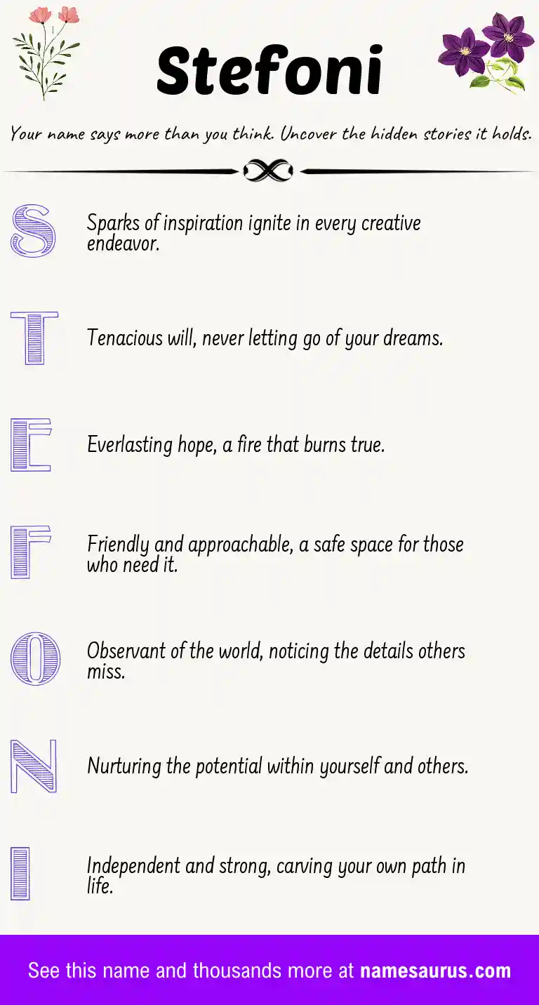 Acrostic poem about Stefoni.