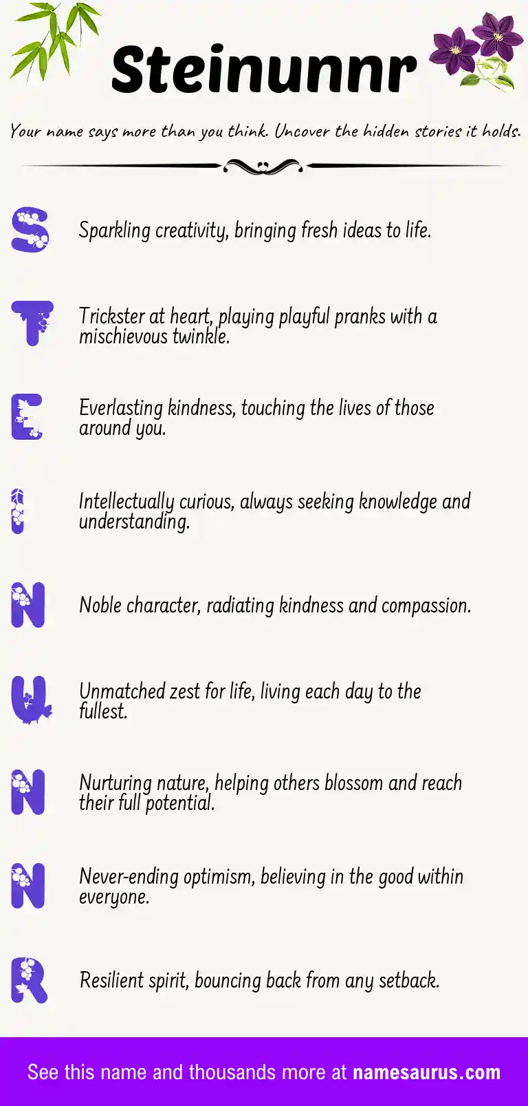 Acrostic poem about Steinunnr.