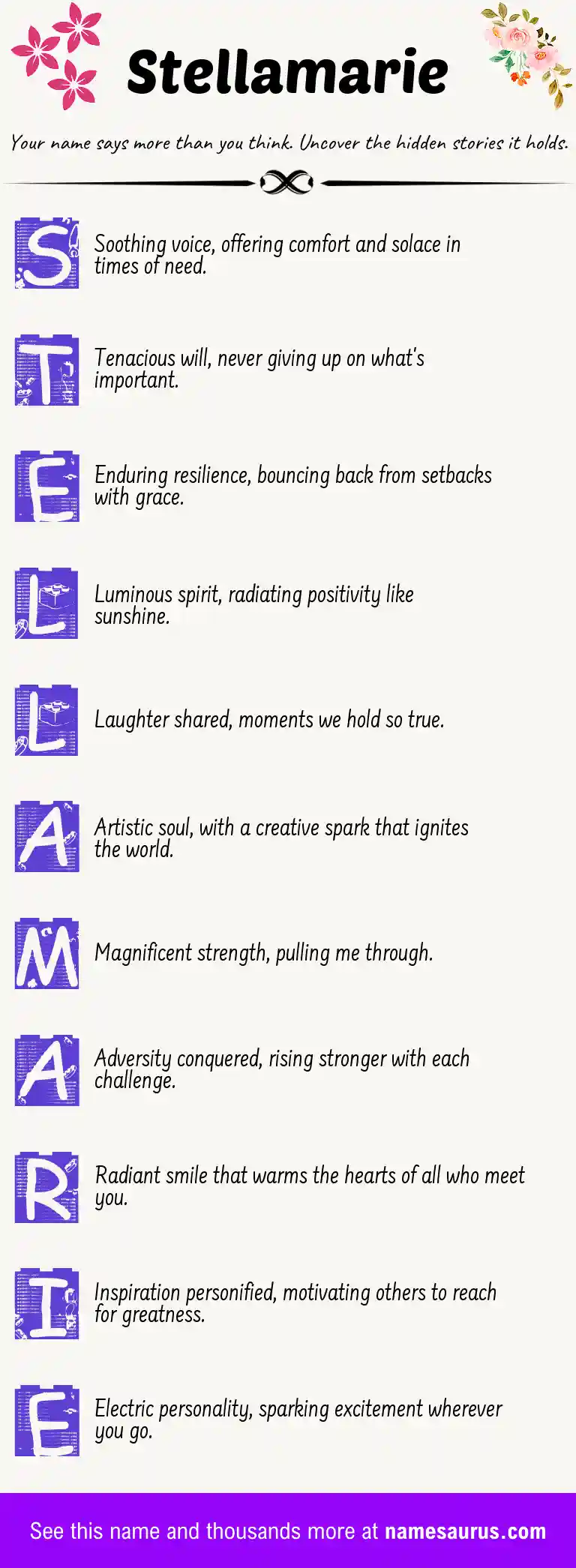 Acrostic poem about Stellamarie.